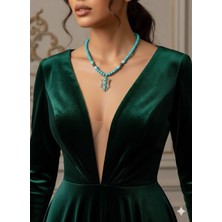 Eski Yeni Antik Doğal Taşlı Kolye Turkuaz