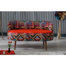 Azra Mobilya Sydney Modern Ikili Koltuk Kanepe | Modern | Patchwork Kumaş | Turuncu