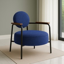 Azra Mobilya Venüs Metal Ayaklı Modern Berjer Koltuk - Soft Kumaşlı, Renk Seçenekli, 60X60 cm - Mavi