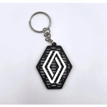 Renault Logolu Pla Araç Anahtarlığı | Siyah Petek Desenli Altıgen Plastik Anahtarlık