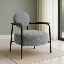 Azra Mobilya Venüs Metal Ayaklı Modern Berjer Koltuk - Soft Kumaşlı, Renk Seçenekli, 60X60 cm - Açık Gri