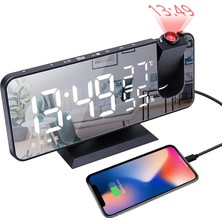 MultiZone Projeksiyonlu Dijital Masa Saati LED Alarm Fm Radyo Sıcaklık Duvara Tavana Yansıtan Saat