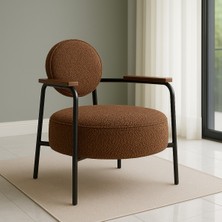 Azra Mobilya Venüs Metal Ayaklı Modern Berjer Koltuk - Soft Kumaşlı, Renk Seçenekli, 60X60 cm - Kahverengi