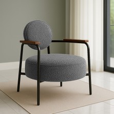Azra Mobilya Venüs Metal Ayaklı Modern Berjer Koltuk - Soft Kumaşlı, Renk Seçenekli, 60X60 cm Gri