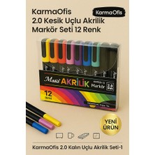 KarmaOfis 2.0 Kalın Uçlu Akrilik Markör Seti 12 Renk