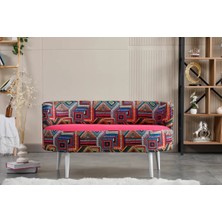 Azra Mobilya Sydney Modern Ikili Koltuk Kanepe | Modern | Patchwork Kumaş | Fuşya