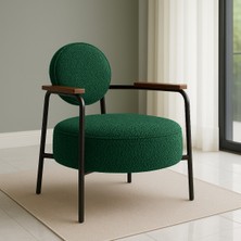 Azra Mobilya Venüs Metal Ayaklı Modern Berjer Koltuk - Soft Kumaşlı, Renk Seçenekli, 60X60 cm Yeşil