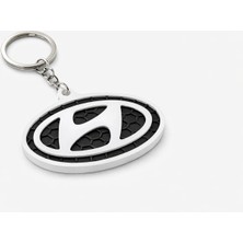Hyundai Logolu Araç Anahtarlığı | Petek Desenli Oval Plastik Anahtarlık