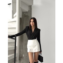 Salome Butik Drapeli Ince Taşlı Cıtcıtlı Bodysuit