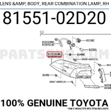 Tyc Toyota Corolla Arka Stop Sağ 2018 (Oem No:  8155102D20)