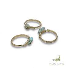 Uçan Geyik Doğal Taş Yüzük Seti 3'lü Kombinasyon - Şık ve Zarif Tasarım