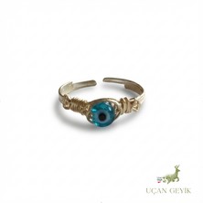 Uçan Geyik Şeffaf Mavi Nazar Boncuğu Yüzük - Korunma, Huzur ve Şans Taşı - Kadın Takı