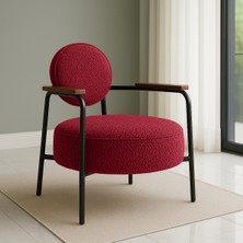 Azra Mobilya Venüs Metal Ayaklı Modern Berjer Koltuk - Soft Kumaşlı, Renk Seçenekli, 60X60 cm Kırmızı