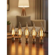 Orbus Dekoratif Amber Sarı Işık LED Ampul 5'li Paket 4W E14 Duy Sarı Işık LED Ampul
