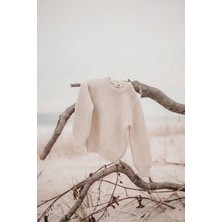 Bisiklet Yaka Selanik Triko Kazak 2-8 Yaş Ekru