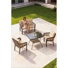 Seçkin Home Neva 2+1+1+Masa Bahçe Takımı Kahve