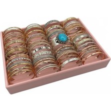 Megass Dekor Süet Kumaş Pembe Renk 34/24 cm Batırmalı Bileklik Kelepçe Tablası