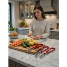 Trend Home Life 3 Adet Silikon Saplı Metal Yan Soyacak Patates Sebze Paslanmaz Çelik Sebze Soyacak
