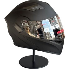 Scharf 902 Çene Açılır Motosiklet Kaskı – Güneş Gözlüklü (Şeffaf Vizörlü) Matblack