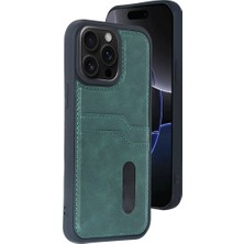 Genel Tedarik iPhone 15 Pro Max Kılıf Sara Kartvizitli Deri Kılıf - Koyu YEŞIL-(5796) - EMTHBA3752-7177