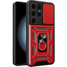 Genel Tedarik Samsung Galaxy S24 Ultra Kılıf Pars Lens Yüzüklü Silikon - KIRMIZI-(5796) - EMTHBA2389-1997