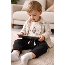 Baby Hola Roket Baskılı Müslin Kumaş  Bebek Erkek Üçlü Takım Set Babyhola 2225