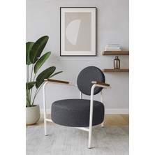 Azra Mobilya Venüs Modern Berjer | Soft Kumaş | Beyaz Metal Ayaklı Koltuk | Ev & Ofis | Antrasit