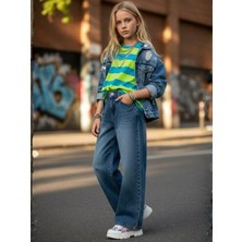 Zekids Kız Çocuk Bol Paça Denim Pantolon