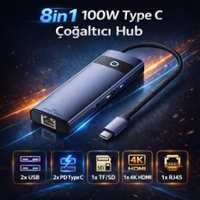 Coofbe Multiport Pd 100W 8in1 Type-C To Dönüştürücü Hub Type-C To RJ45 HDMI4K@30Hz Usb3.0 Sd/tf Hub