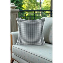 Visionario Kırlent Kılıfı Desenli 45X45 Raşel Örme Kadife Çift Taraflı Dijital Baskı Beyaz Biyeli