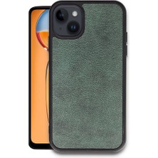 Genel Tedarik iPhone 14 Kılıf Aras Deri Kapak - Koyu YEŞIL-(5796) - EMTHBA5980-2716