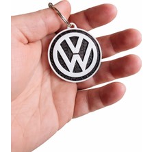 Volkswagen Logolu Özel Tasarım Araç Anahtarlığı | Siyah Beyaz Yuvarlak Şık Anahtarlık | Otomobil Severlere Hediye