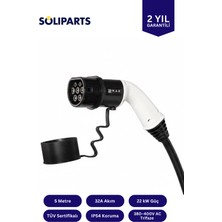 Nak Kablo Type 2 Elektrikli Araç Şarj Kablosu 5m 22KW - Tuv Sertifikalı & Su ve Toza Dayanıklı