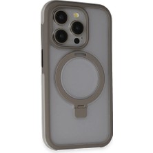 Bi Seyyar iPhone 15 Pro Max Zorda Airbag Magsafe Standlı Kapak - Titan GRI-(5796) - BISE6210-5520