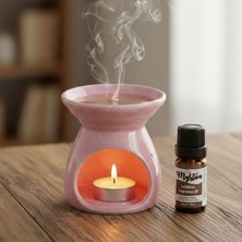 Uretti - Okay 5711 1771 Seramik Konik Buhurdanlık ve Yağ Set / Mum Hediyeli