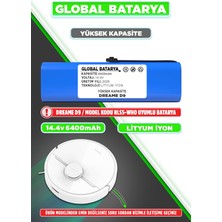 Global Batarya Dreame D9 Uyumlu Akıllı Robot Süpürge Bataryası 14.4V 6400MAH Li-ion Pil (Yüksek Kapasite)