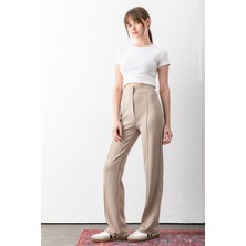 Olizza Kadın Düğmeli Modal Yüksek Bel Pantolon | Rahat Kesim, Likralı, Toparlayıcı, Günlük & Ofis