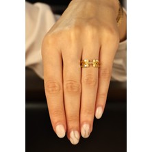 Fay Yamaner Altın Taşlı Ajda Yüzük