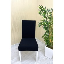 Mikro Kumaş Lastikli Kaymaz Esnek Sandalye Koruyucu Örtü - Siyah - Bir Adet