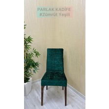Parlak Kadife Kumaş Standart Işıltılı Lüks Sandalye Koruyucu Örtüsü - Zümrüt Yeşili - Iki Adet