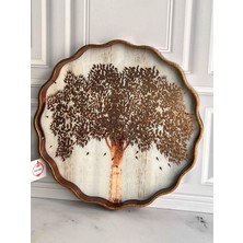 Rossev Arbol Gold Yuvarlak Tepsi