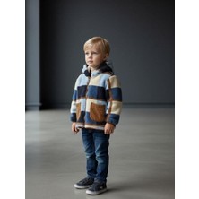 Zekids Erkek Çocuk Peluş Ekose Desenli Kapüşonlu Mont