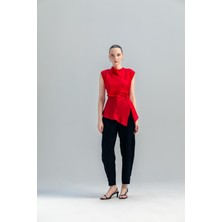 Kameya Volan Detay Saten Bluz 25S10723