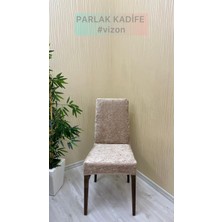 Parlak Kadife Kumaş Standart Işıltılı Lüks Sandalye Koruyucu Örtüsü - Vizon - Beş Adet
