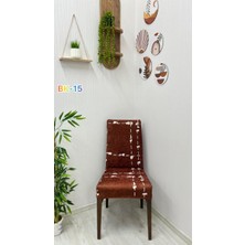 Desenli Baskılı Kadife Elastik Esnek Sandalye Koruyucu Örtü - Model Bk-15 - Üç Adet