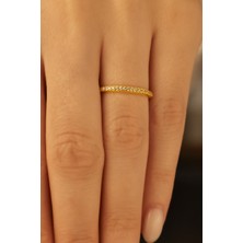 Fay Yamaner Altın Taşlı Yarım Tur Ajda Yüzük