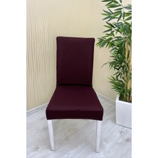 Mikro Kumaş Lastikli Kaymaz Esnek Sandalye Koruyucu Örtü - Bordo - Beş Adet