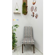 Desenli Baskılı Kadife Elastik Esnek Sandalye Koruyucu Örtü - Model Bk-10 - Altı Adet
