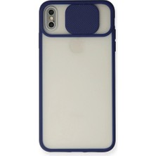 Genel Tedarik iPhone Xs Max Kılıf Palm Buzlu Kamera Sürgülü Silikon - LACIVERT-(5796) - EMTHBA4007-8540