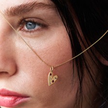 Aja Aurielle Kalp Figürlü Renkli Çok Taşlı Altın Kolye